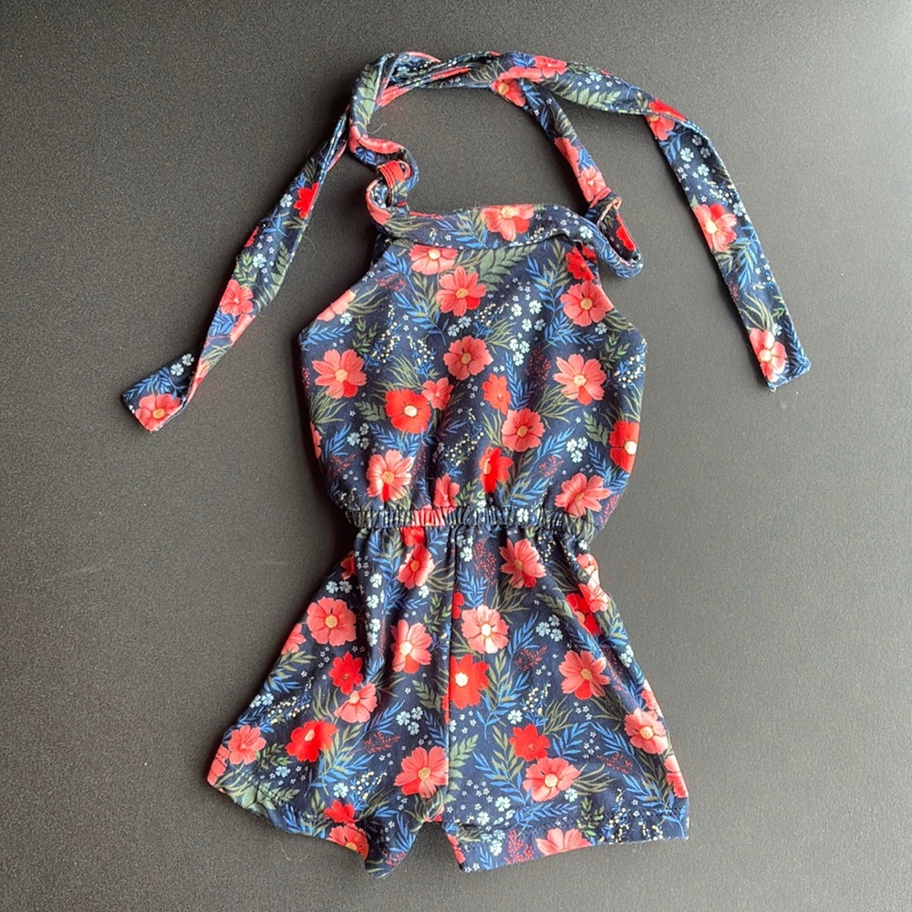 Baileys Blossoms Halter Top Floral Romper